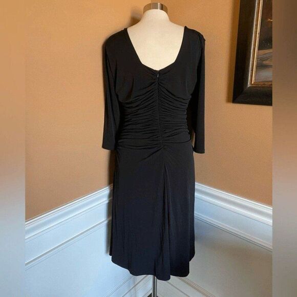 Kiyonna Flaunt Ruched Cocktail Party Dress Black 14 LBD Event EUC - Picture 4 of 7